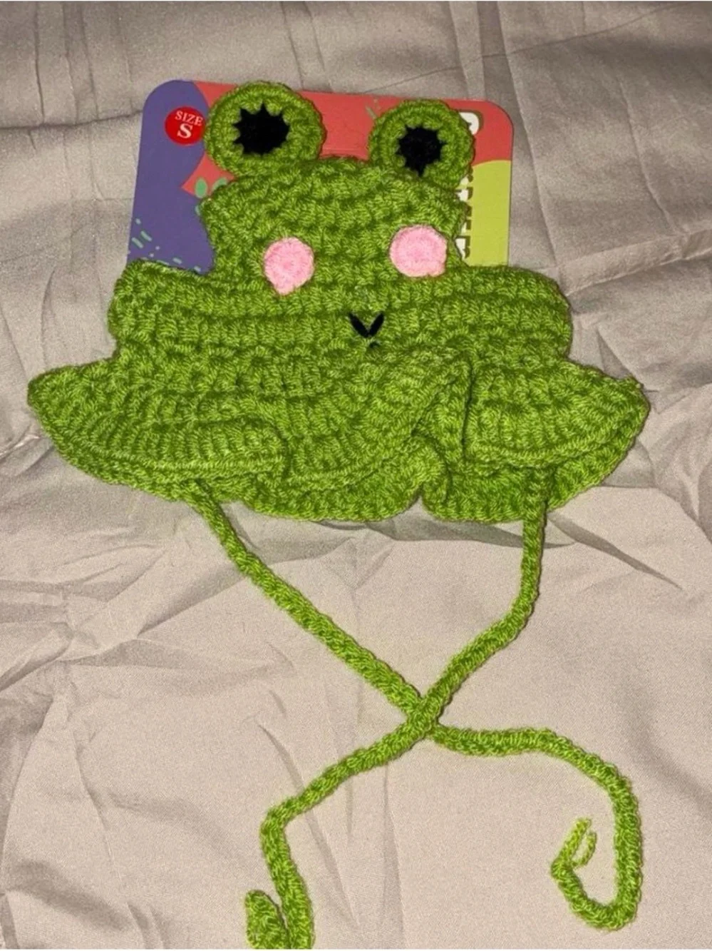 Green Frog Crochet Kids Hat - Brand Unspecified